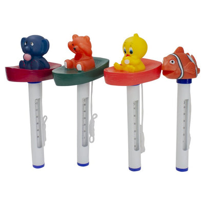 9.5" White and Orange Baby Floating Swimming Pool Thermometers with Cords Set of 4