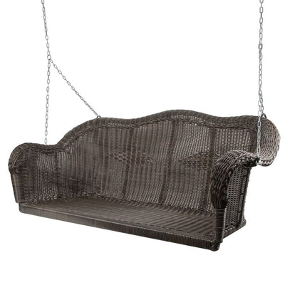2-Person Hand Woven Resin Wicker Porch Swing with Chain