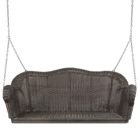 2-Person Hand Woven Resin Wicker Porch Swing with Chain