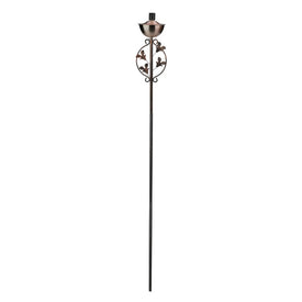 64.5" Brushed Copper Floral Motif Outdoor Patio Garden Oil Lamp Torch