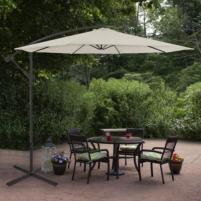 10' Offset Outdoor Patio Umbrella with Hand Crank - Beige
