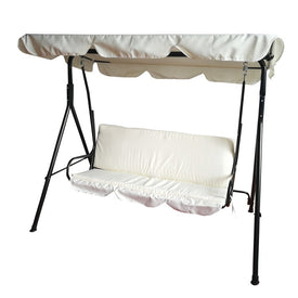 3-Seater Outdoor Patio Swing with Adjustable Canopy - Ivory