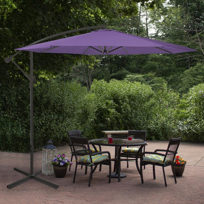 10' Offset Outdoor Patio Umbrella with Hand Crank - Purple