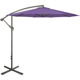 10' Offset Outdoor Patio Umbrella with Hand Crank - Purple