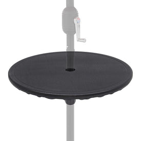 19.75" Black Outdoor Umbrella Table Tray