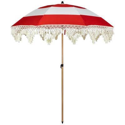 6.5' Striped Outdoor Beach Market Umbrella with Tilt - Red/White
