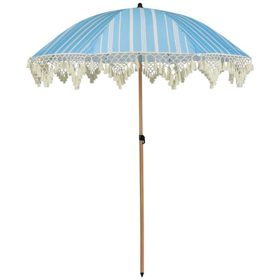 6.5' Striped Outdoor Beach Market Umbrella with Tilt - Sky Blue/White