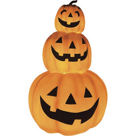 Seasonal Decor 3 Stacking Pumpkins Blow Mold with Lights Halloween 29 Inch Multicolored Plastic 3 Piece