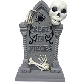 Seasonal Decor Tombstone with Skeleton Blow Mold with Lights Halloween 25 Inch Multicolored Plastic 1 Piece