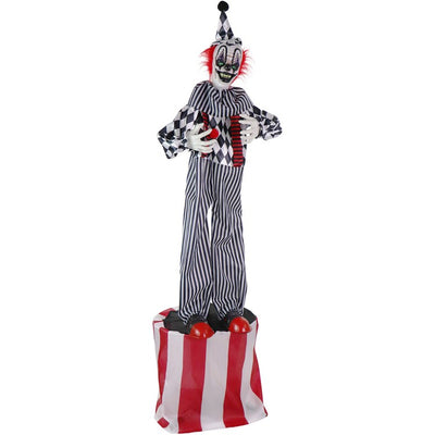 Seasonal Decor Talking Clown on a Stage with Movement and Light Up Eyes Halloween Multicolored Plastic 1 Piece