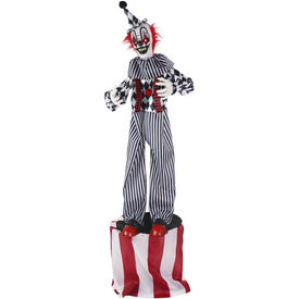 Seasonal Decor Talking Clown on a Stage with Movement and Light Up Eyes Halloween Multicolored Plastic 1 Piece