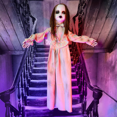 Seasonal Decor Floating Talking Zombie Girl with Blue Chest Halloween Multicolored Plastic 1 Piece