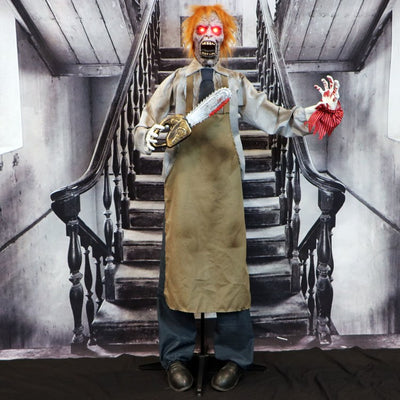 Seasonal Decor Zombie Carver with Movement Sound and Light Up Eyes Halloween Multicolored Plastic 1 Piece