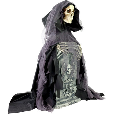 Seasonal Decor Touch Activated Rising Reaper with Tombstone Halloween 3 Feet Multicolored Plastic 1 Piece