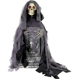 Seasonal Decor Touch Activated Rising Reaper with Tombstone Halloween 3 Feet Multicolored Plastic 1 Piece