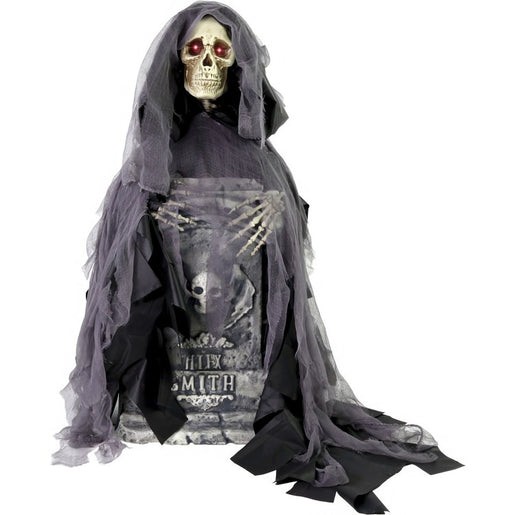 Seasonal Decor Touch Activated Rising Reaper with Tombstone Halloween 3 Feet Multicolored Plastic 1 Piece