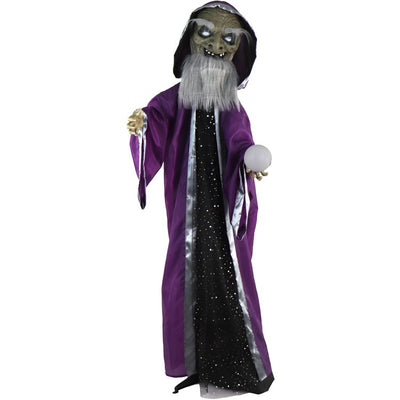 Seasonal Decor Talking Wizard with Movement and Light-Up Crystal Ball Halloween Multicolored Plastic 1 Piece