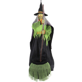 Seasonal Decor Tall Motion Activated Cauldron Witch Plug-In Halloween 6 Feet Green/Black Plastic 1 Piece