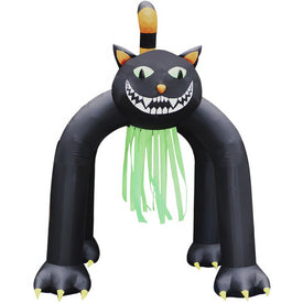 Seasonal Decor Tall Pre-Lit Inflatable Black Cat Arch Halloween 10 Feet Black Polyester 1 Piece