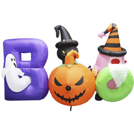 Seasonal Decor Tall Pre-Lit Musical Inflatable Boo Sign Halloween 5 Feet Black Polyester 1 Piece