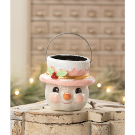 Pastel Holly Hat Snowman Small