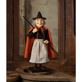 Vintage Witch with Broom Container