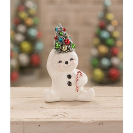 Retro Candy Cane Snowman With Tree