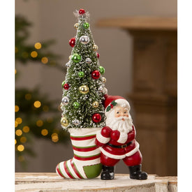 Retro Santa Pulling Stocking