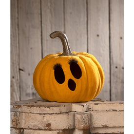 Flocked Mustard Jack-O'-Lantern