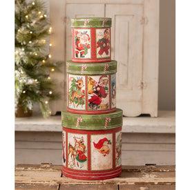 Retro Christmas Nesting Boxes Set of 3