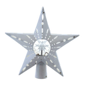 12.2" Pre-lit White Glitter Iridescent Star Tree Topper