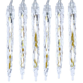 7" 10-Light LED White Icicle Light Set - Cool White