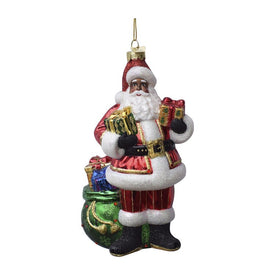 7" Bellissimo Glass African American Santa Christmas Ornament