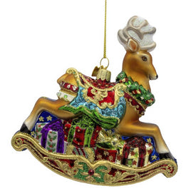 5.5" Bellissimo Glass Rocking Deer Ornament