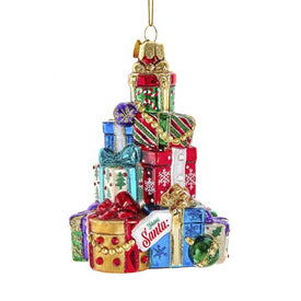 4.5" Bellissimo Glass Stacked Presents Ornament