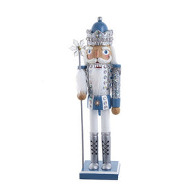 Wooden 15" Blue and Platinum Nutcracker