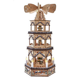 19.29" Battery Operated LED Lighted 3-Story Tower Windmill Table Piece
