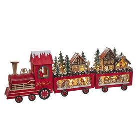 22.24" Battery Operated LED Lighted Truck With Santa and Home Scene Table Piece