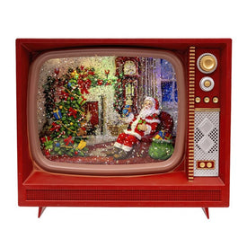 8" Battery Operated USB LED Musical TV with Spinning Glitter Water Table Piece