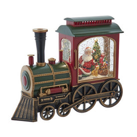 7" Battery Operated LED Lighted Santa Train With Spinning Glitter Water