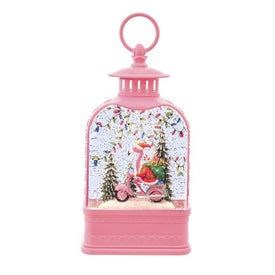 9.75" Battery Operated USB LED Lighted Flamingo Riding Motorcycle Water Lantern