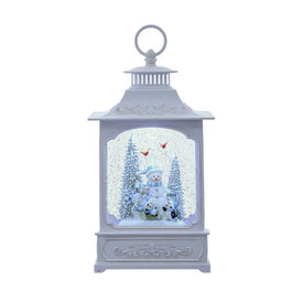 12.75" Battery Operated USB LED Lighted Snowmen and Penguins Water Lantern