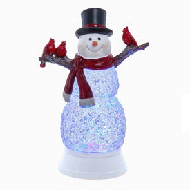 11.42" Battery Operated LED Swirl Glitter Snowman