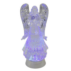 13.25" Battery-Operated USB LED Lighted Angel With Horn Water Globe