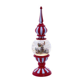 16" Battery Operated Lighted Tower with Santa Scene Village