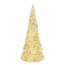 15.5" Battery Operated LED Silver Iridescent Tabletop Christmas Tree