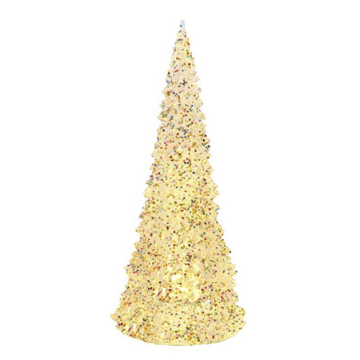 15.5" Battery Operated LED Silver Iridescent Tabletop Christmas Tree