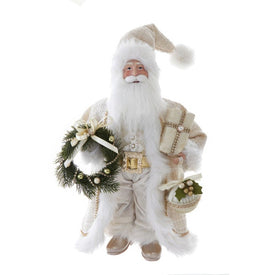 18" Kringles Cream Santa with Gift and Wreath