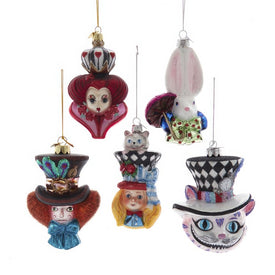 4.5-5" Noble Gems Glass Alice Characters Ornaments, 5-Piece Set