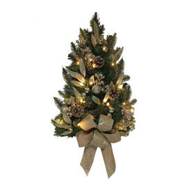 22" Battery-Operated Prelit Decorated Wall Tree with Champagne Bow